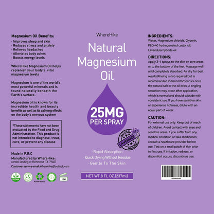 Stilip Magnesium Spray – Reines Magnesiumöl für Füße, Lavendelduft, 240 ml – Ideal zur Muskelentspannung & besseren Schlaf
