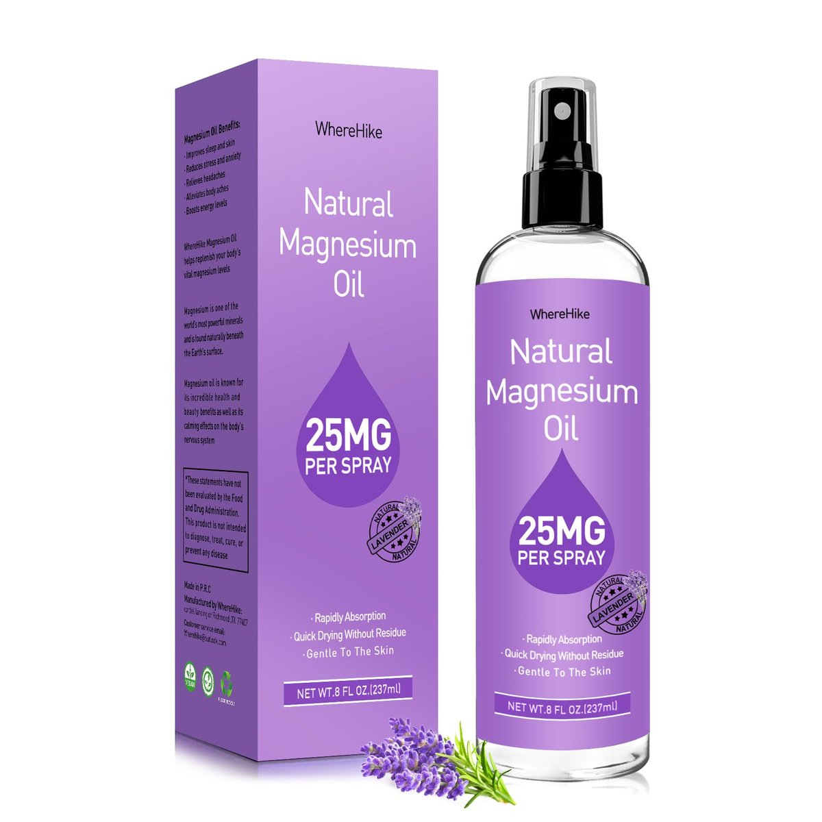 Stilip Magnesium Spray – Reines Magnesiumöl für Füße, Lavendelduft, 240 ml – Ideal zur Muskelentspannung & besseren Schlaf