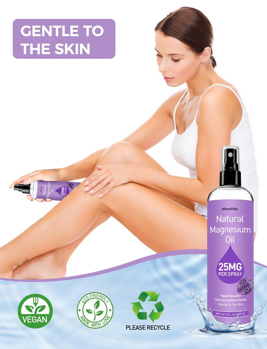 Stilip Magnesium Spray – Reines Magnesiumöl für Füße, Lavendelduft, 240 ml – Ideal zur Muskelentspannung & besseren Schlaf