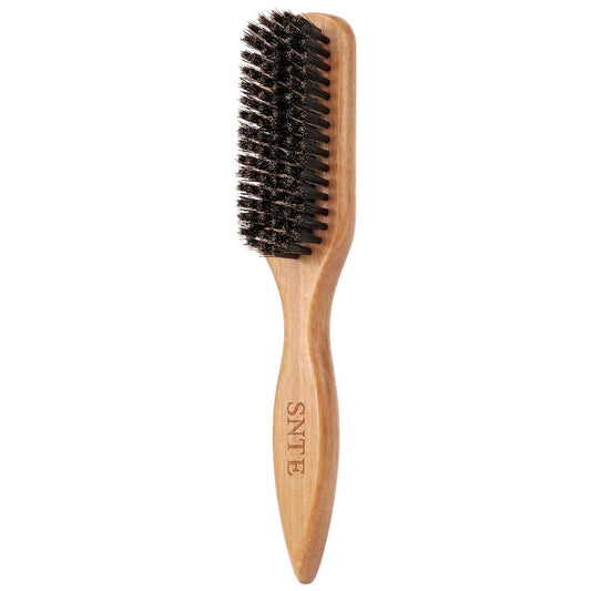 100% Wildschweinborsten-Haarbürste für Slick Back | Natürlicher Pfirsichholzgriff | Glanz, Frizz-Kontrolle, Volumen | Für elegante Pferdeschwänze, Dutts & Bartpflege
