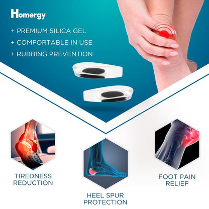 Fersenkissen für Achillessehnenentzündung & Plantarfasziitis - 2er-Pack Gel-Einlegesohlen zur Linderung von Fersenschmerzen, Fußgewölbeunterstützung, für Damen & Herren