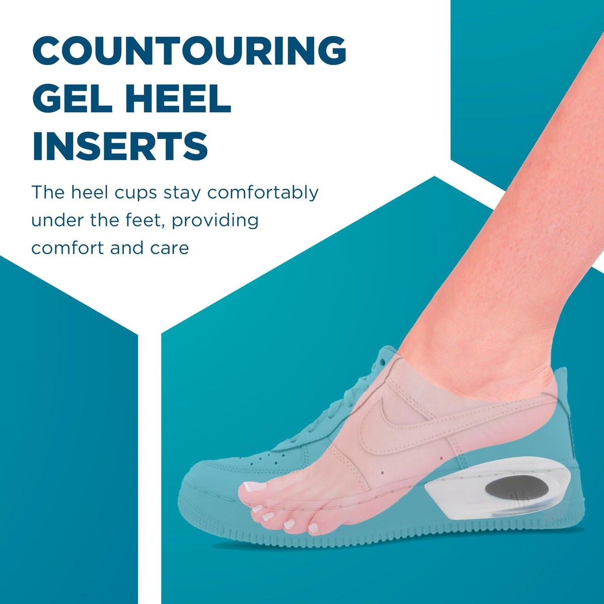 Fersenkissen für Achillessehnenentzündung & Plantarfasziitis - 2er-Pack Gel-Einlegesohlen zur Linderung von Fersenschmerzen, Fußgewölbeunterstützung, für Damen & Herren