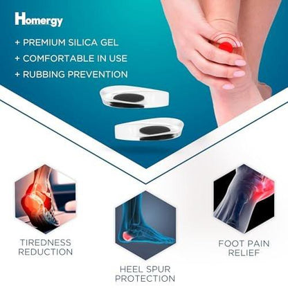 Fersenkissen für Achillessehnenentzündung & Plantarfasziitis - 2er-Pack Gel-Einlegesohlen zur Linderung von Fersenschmerzen, Fußgewölbeunterstützung, für Damen & Herren