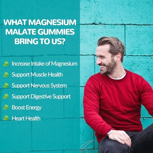 Whoyun Magnesium Malate Gummies 1000mg – Hochdosierte Magnesium-Chewables mit Apfelsäure für Energie & Muskelgesundheit, 60 Stück