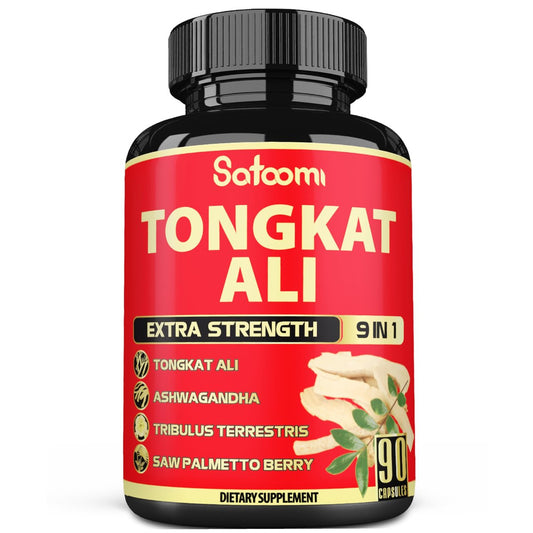 Satoomi 9in1 Tongkat Ali Wurzelextrakt – Ashwagandha, Tribulus Terrestris – 90 Kapseln für 3 Monate – Unterstützt Kraft, Energie und gesundes Immunsystem