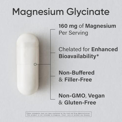 Sports Research® Magnesium Glycinat – 160 mg cheliertes Magnesium für erholsamen Schlaf & enzymatische Prozesse – vegane Kapseln – 90 Stück