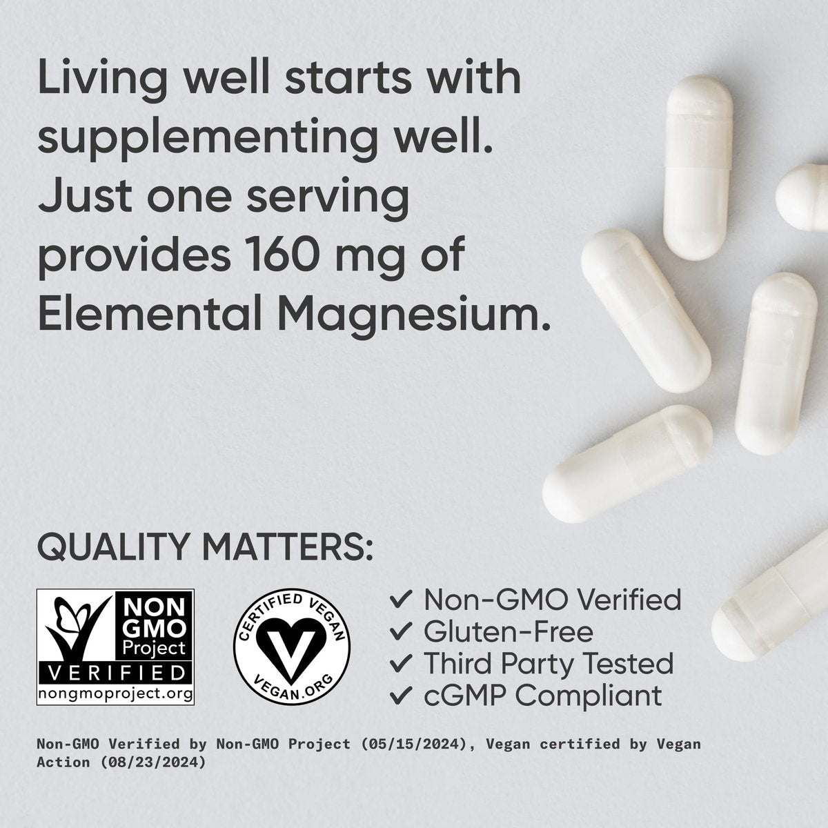 Sports Research® Magnesium Glycinat – 160 mg cheliertes Magnesium für erholsamen Schlaf & enzymatische Prozesse – vegane Kapseln – 90 Stück
