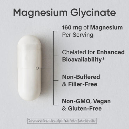 Sports Research® Magnesium Glycinat – 160 mg cheliertes Magnesium für erholsamen Schlaf & enzymatische Prozesse – vegane Kapseln – 90 Stück