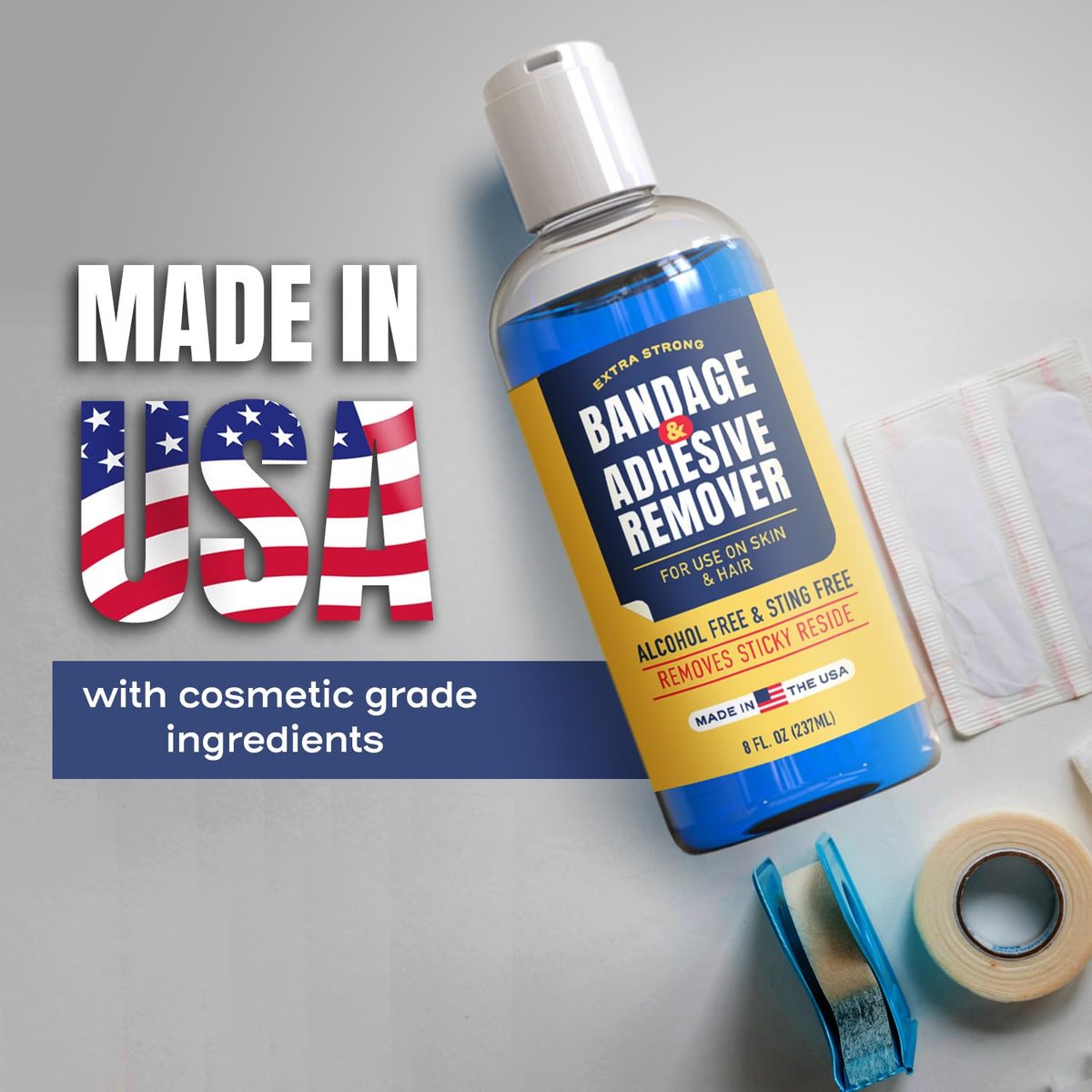Berkland Sting-Free Adhesive Remover - 8oz Sanfte & Schmerzfreie Pflaster- und Klebstoffentferner - Ideal für empfindliche Haut, Sporttape, Dialysezugänge, kontinuierliche Blutzuckermessung und Stomaversorgung