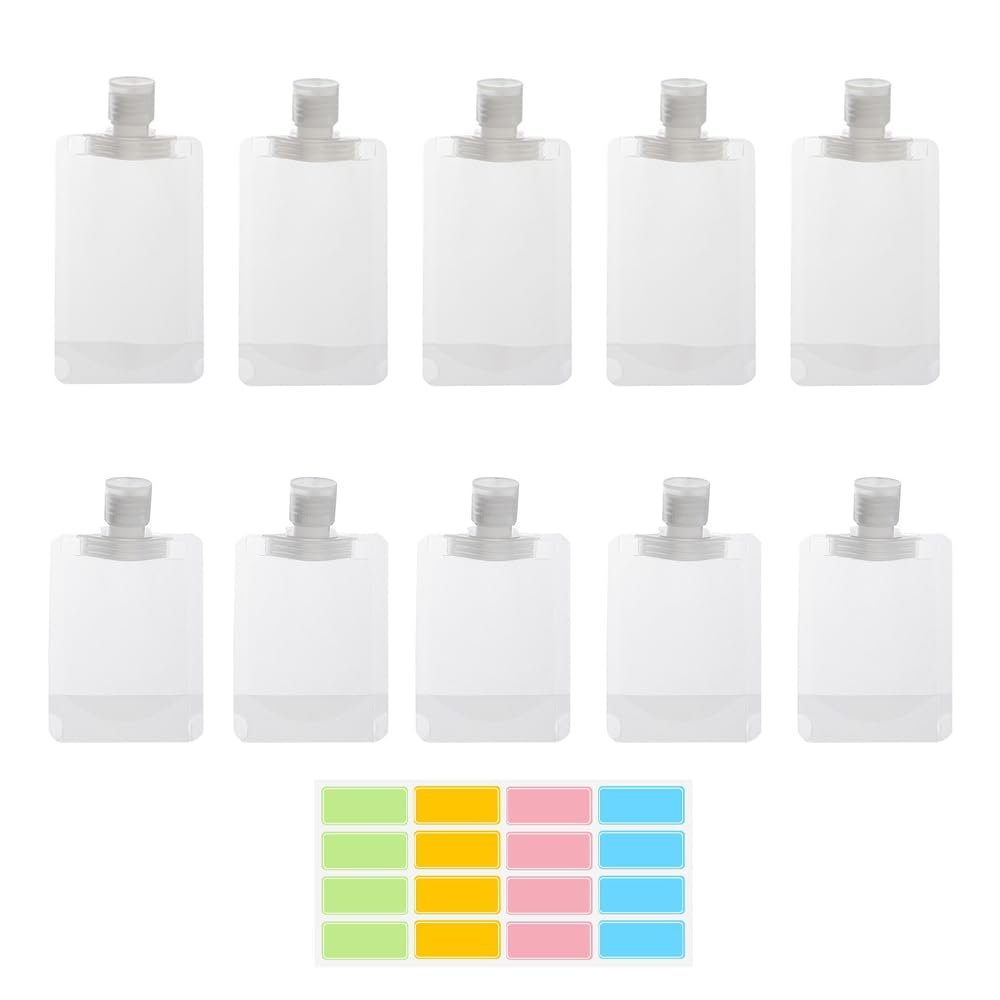 NaYiissi 10er-Pack Reisebehälter für Toilettenartikel, auslaufsichere Flüssigkeitsbeutel für Make-up, TSA-zugelassene Quetschbeutel für Reisen, Kunststoffbeutel für Lotion, Shampoo, Creme, Handseife