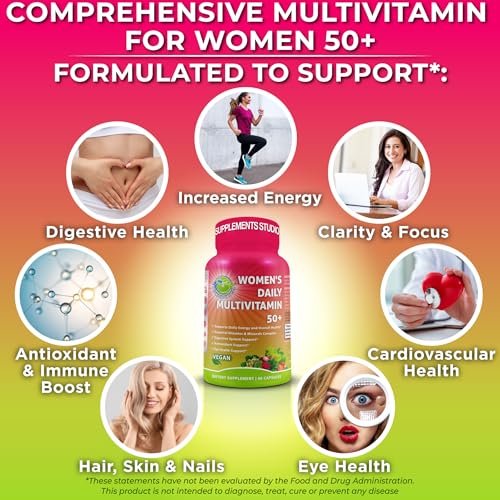Tägliches Multivitamin für Frauen 50 Plus – Veganes, methyliertes Multivitamin mit Biotin, Bio-Superfoods & Lutein – Unterstützung für Augen, Energie, Darm & allgemeine Gesundheit – Leicht zu schluckende Kapseln