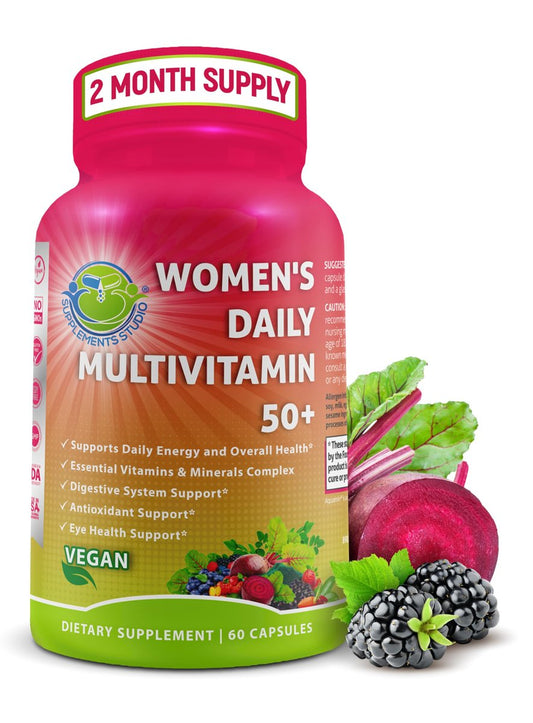 Tägliches Multivitamin für Frauen 50 Plus – Veganes, methyliertes Multivitamin mit Biotin, Bio-Superfoods & Lutein – Unterstützung für Augen, Energie, Darm & allgemeine Gesundheit – Leicht zu schluckende Kapseln