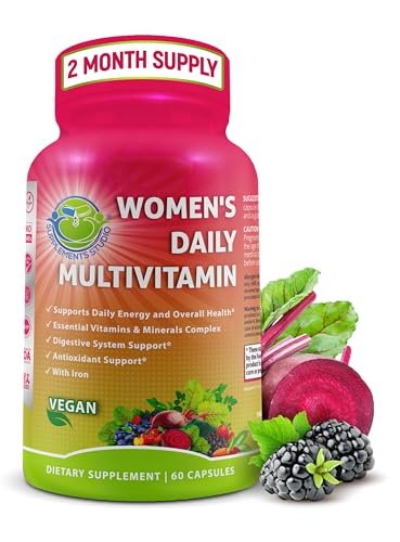 Tägliches Multivitamin für Frauen mit Eisen – Veganes, methyliertes Multivitamin mit Biotin, Bio-Superfoods, Probiotika, B-Komplex – Energie, Darm- & allgemeine Gesundheitsunterstützung – Leicht zu schluckende Kapseln