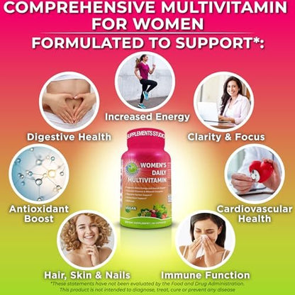 Tägliches Multivitamin für Frauen 50 Plus – Veganes, methyliertes Multivitamin mit Biotin, Bio-Superfoods & Lutein – Unterstützung für Augen, Energie, Darm & allgemeine Gesundheit – Leicht zu schluckende Kapseln