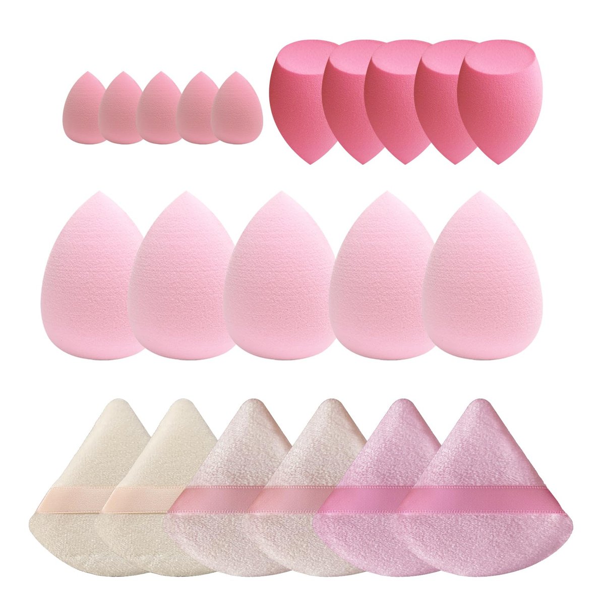 GFOUNS 21-teiliges Make-up-Schwamm-Set – Vielseitige Make-up-Schwämme für flüssige, cremige und pudrige Foundation, mehrfarbig rosa