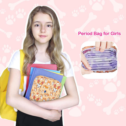 Likesing Periodenbeutel aus Canvas, Damenbinden-Aufbewahrungstasche für Mädchen und Frauen, tragbarer Perioden-Pad-Beutel für die Handtasche, kleine Make-up-Tasche (Graue Katze)