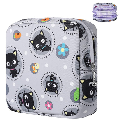 Likesing Periodenbeutel aus Canvas, Damenbinden-Aufbewahrungstasche für Mädchen und Frauen, tragbarer Perioden-Pad-Beutel für die Handtasche, kleine Make-up-Tasche (Graue Katze)