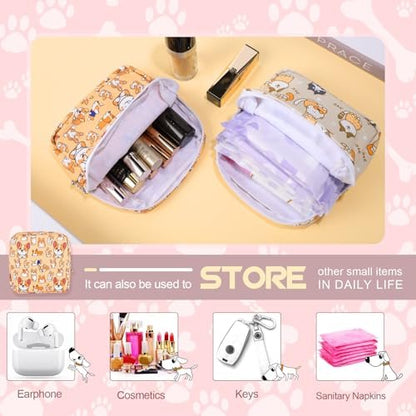 Likesing Periodenbeutel aus Canvas, Damenbinden-Aufbewahrungstasche für Mädchen und Frauen, tragbarer Perioden-Pad-Beutel für die Handtasche, kleine Make-up-Tasche (Graue Katze)