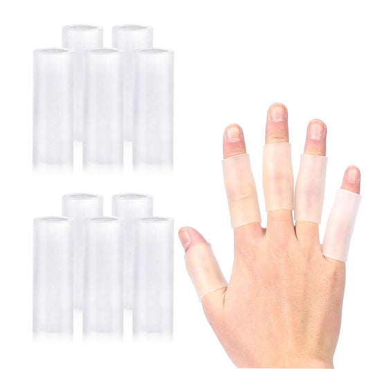 10 Stück Silikon-Fingerschutz – Fingerspitzen-Schutzpolster für rissige Finger, Gel-Fingerhüte, transparent