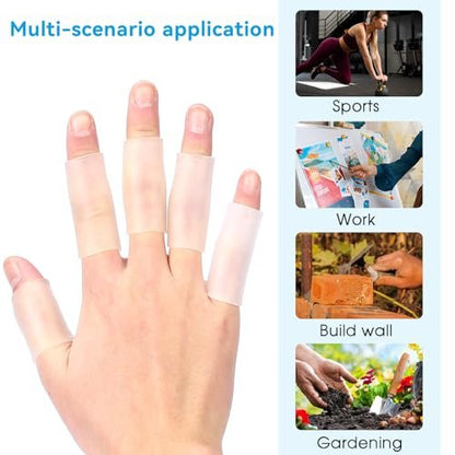 10 Stück Silikon-Fingerschutz – Fingerspitzen-Schutzpolster für rissige Finger, Gel-Fingerhüte, transparent