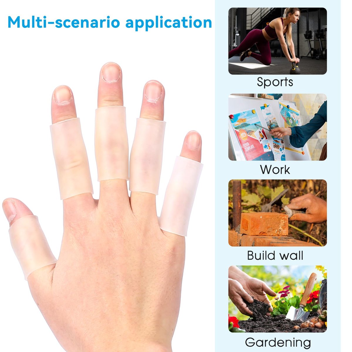 10 Stück Silikon-Fingerschutz – Fingerspitzen-Schutzpolster für rissige Finger, Gel-Fingerhüte, transparent