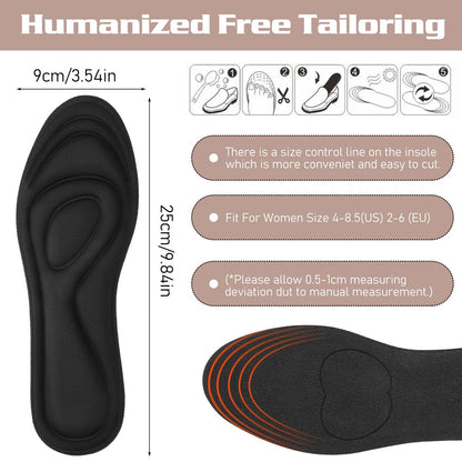2 Paar Memory Foam Einlegesohlen, Ganzfuß-Responsive Dämpfung, Plantarfasziitis Einlagen für Damen Herren, Orthopädische Schuheinlagen mit Fußgewölbeunterstützung für Fußgesundheit (Schwarz, W 7.5-8.5 / M 5.5-6.5)