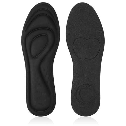 2 Paar Memory Foam Einlegesohlen, Ganzfuß-Responsive Dämpfung, Plantarfasziitis Einlagen für Damen Herren, Orthopädische Schuheinlagen mit Fußgewölbeunterstützung für Fußgesundheit (Schwarz, W 7.5-8.5 / M 5.5-6.5)