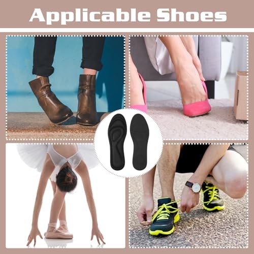 2 Paar Memory Foam Einlegesohlen, Ganzfuß-Responsive Dämpfung, Plantarfasziitis Einlagen für Damen Herren, Orthopädische Schuheinlagen mit Fußgewölbeunterstützung für Fußgesundheit (Schwarz, W 7.5-8.5 / M 5.5-6.5)