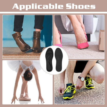 2 Paar Memory Foam Einlegesohlen, Ganzfuß-Responsive Dämpfung, Plantarfasziitis Einlagen für Damen Herren, Orthopädische Schuheinlagen mit Fußgewölbeunterstützung für Fußgesundheit (Schwarz, W 7.5-8.5 / M 5.5-6.5)