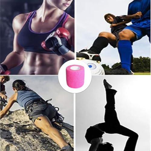Erewa 6er-Pack Selbstklebende Bandage 5 cm – Dehnbarer Kohesiver Verband, Atmungsaktives Sporttape für Handgelenk, Knöchel (Pink)