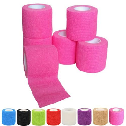 Erewa 6er-Pack Selbstklebende Bandage 5 cm – Dehnbarer Kohesiver Verband, Atmungsaktives Sporttape für Handgelenk, Knöchel (Pink)