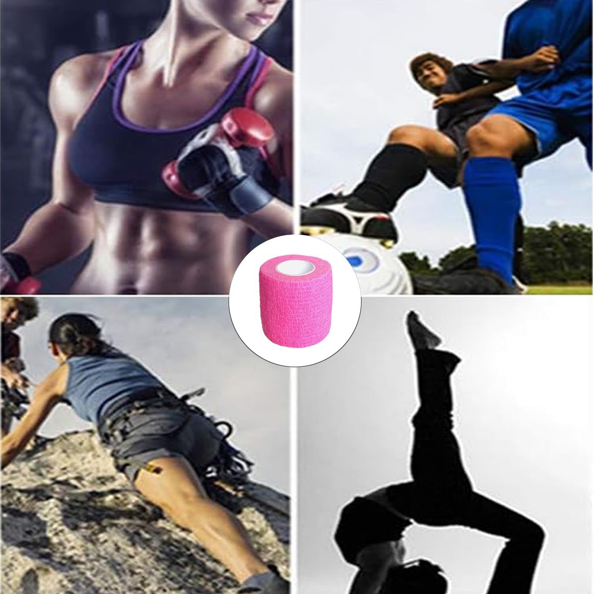 Erewa 6er-Pack Selbstklebende Bandage 5 cm – Dehnbarer Kohesiver Verband, Atmungsaktives Sporttape für Handgelenk, Knöchel (Pink)