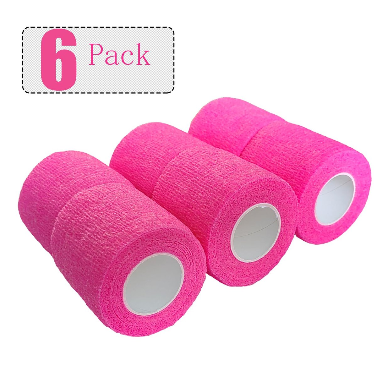 Erewa 6er-Pack Selbstklebende Bandage 5 cm – Dehnbarer Kohesiver Verband, Atmungsaktives Sporttape für Handgelenk, Knöchel (Pink)