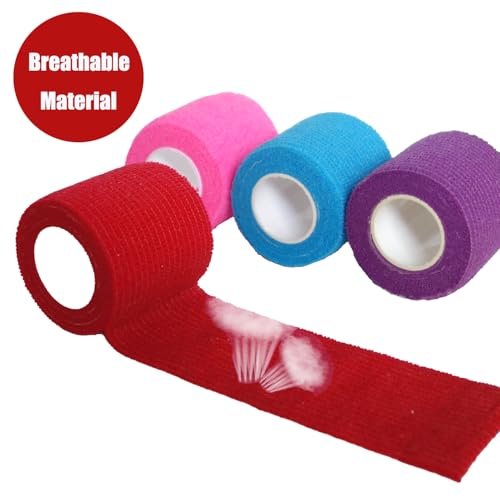 Erewa 6er-Pack 2 Zoll Selbstklebende Wickelbandage, Kohäsiver Verband, Dehnbarer Vet Wrap, Atmungsaktives Sporttape für Handgelenk, Knöchel (Gemischte Farben)