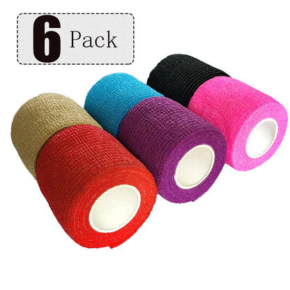 Erewa 6er-Pack 2 Zoll Selbstklebende Wickelbandage, Kohäsiver Verband, Dehnbarer Vet Wrap, Atmungsaktives Sporttape für Handgelenk, Knöchel (Gemischte Farben)