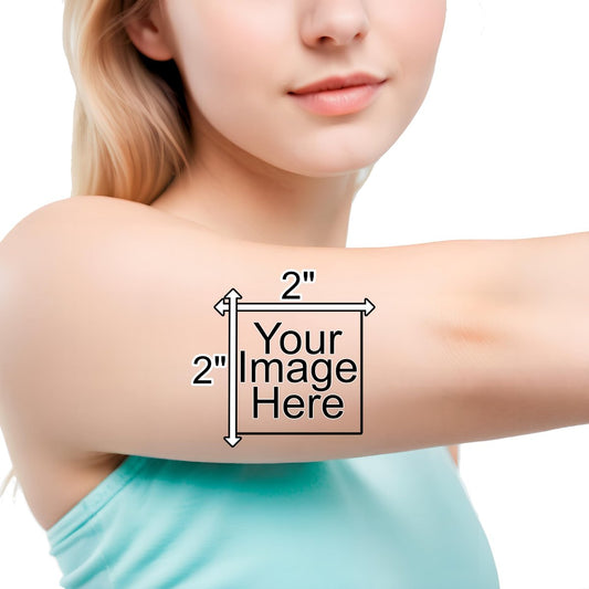 Individuelle temporäre Tattoos mit eigenem Logo oder Kunstwerk – 2 Zoll Größe für Bilder mit transparentem oder weißem Hintergrund
