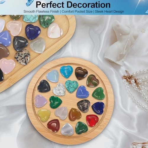 Virekm 20 Stück Rosenquarz-Herzkristalle, Heilsteine-Set, Amethyst-Herzen, bunte Daumen-Edelsteine für Chakra-Reiki-Balance, Geschenk für Männer und Frauen (Bunt - 20 Stück)