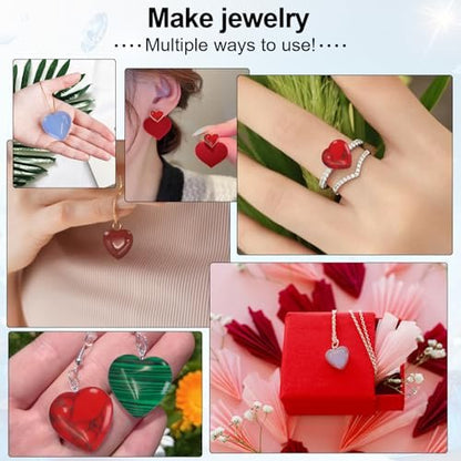 Virekm 20 Stück Rosenquarz-Herzkristalle, Heilsteine-Set, Amethyst-Herzen, bunte Daumen-Edelsteine für Chakra-Reiki-Balance, Geschenk für Männer und Frauen (Bunt - 20 Stück)
