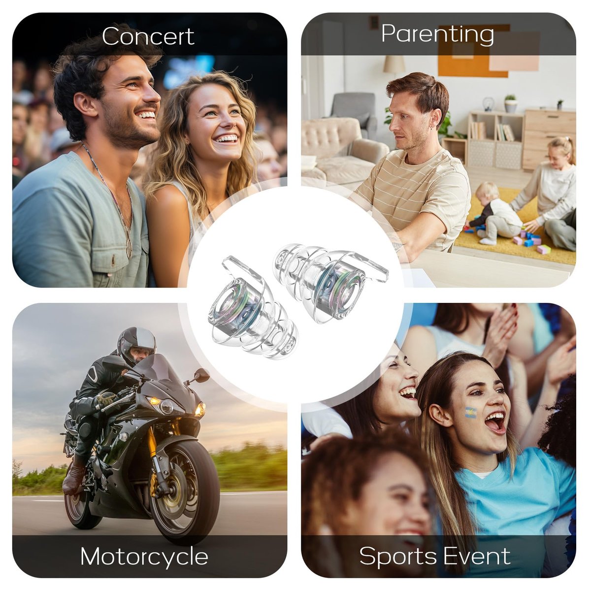 Hearprotek Hi-Fi Spirit Konzert Ohrstöpsel – Hochwertige Silikon Musik Ohrstöpsel für Konzerte, Lärmreduzierung, Gehörschutz, Motorrad, Musiker, Rave, DJ, Tinnitus Linderung (Kleine Größe)