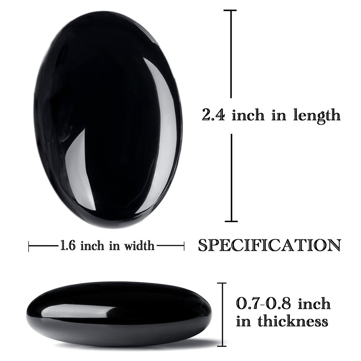 MAIBAOTA 2,4 Zoll Großer Schwarzer Obsidian Kristallstein Polierter Handflächenstein Heilende Kristalle 0,7 Zoll Dick Natürlicher Reiki Edelstein Sorgenstein Energieausgleich Angst Stressabbau Meditation 1 Stück