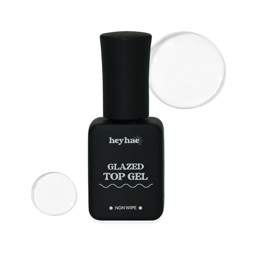 heyhae Glazed Top Gel – Hochglänzender Non-Wipe Top Coat für Semi-Cured Gel-Nagelstreifen (0,23 fl.oz)