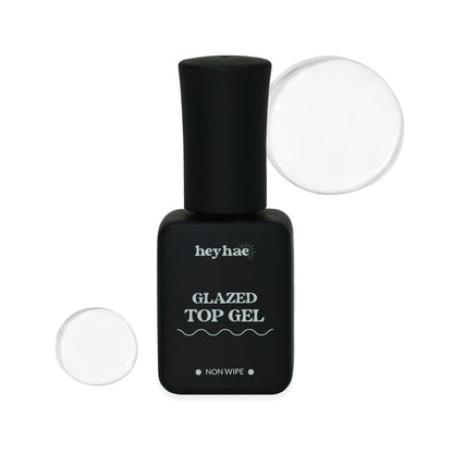 heyhae Glazed Top Gel – Hochglänzender Non-Wipe Top Coat für Semi-Cured Gel-Nagelstreifen (0,23 fl.oz)