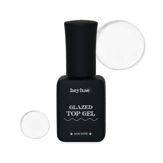 heyhae Glazed Top Gel – Hochglänzender Non-Wipe Top Coat für Semi-Cured Gel-Nagelstreifen (0,23 fl.oz)