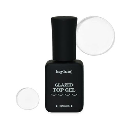 heyhae Glazed Top Gel – Hochglänzender Non-Wipe Top Coat für Semi-Cured Gel-Nagelstreifen (0,23 fl.oz)