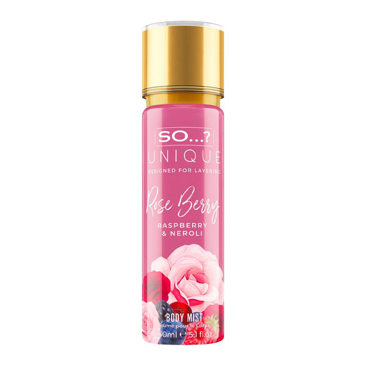 So...? Unique Rose Berry Body Mist – Blumig-fruchtiges Körperspray für Frauen mit Rosen-, Vanille- und Moschusnoten – Vegan – 150 ml