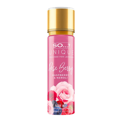 So...? Unique Rose Berry Body Mist – Blumig-fruchtiges Körperspray für Frauen mit Rosen-, Vanille- und Moschusnoten – Vegan – 150 ml