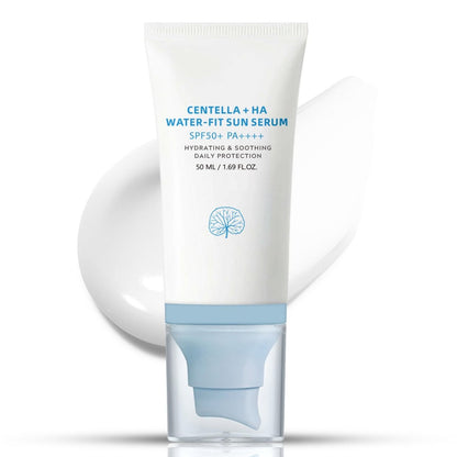 ISHERBIN Centella Sonnenschutz SPF 50, Hyalu Cica Water-Fit Sonnenserum, Gesichts-Sonnenschutz mit langanhaltendem Schutz, Centella Madagaskar Sonnencreme, ohne weißen Schimmer – für trockene und ölige Haut (Blau 1)