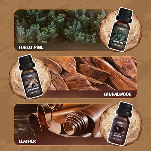 SALUBRITO Woody Fragrance Öl Set – Waldkiefer, Sandelholz, Leder, Teakholz, Myrrhe, Zedernholz – Ätherische Holzöle für Diffuser, Kerzen- und Seifenherstellung