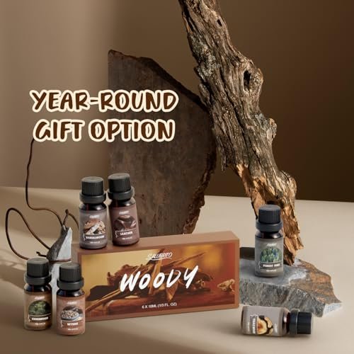 SALUBRITO Woody Fragrance Öl Set – Waldkiefer, Sandelholz, Leder, Teakholz, Myrrhe, Zedernholz – Ätherische Holzöle für Diffuser, Kerzen- und Seifenherstellung
