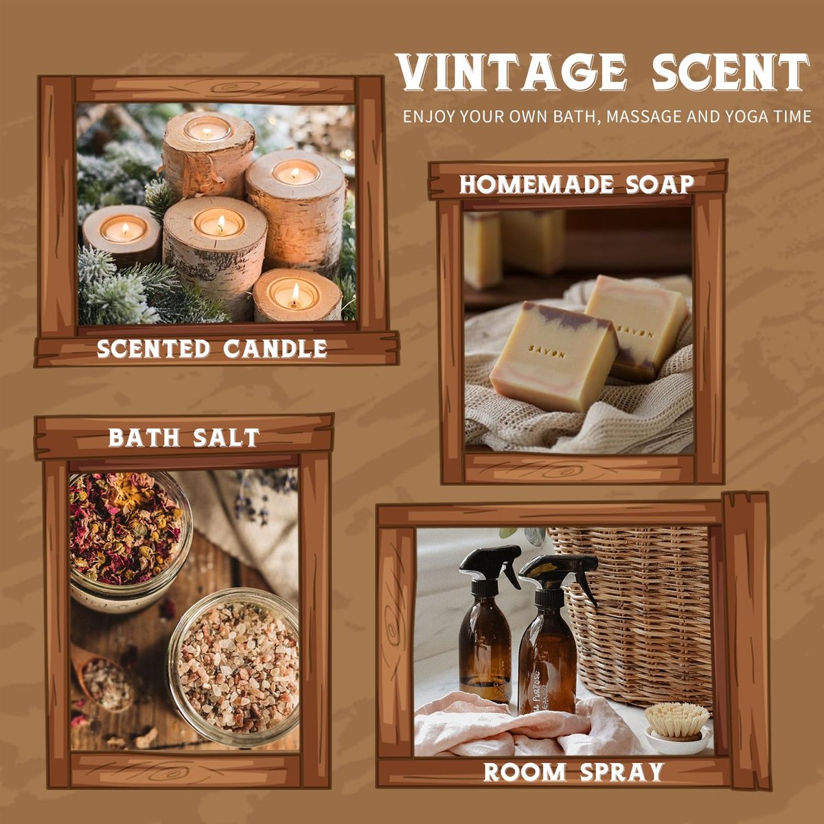 SALUBRITO Woody Fragrance Öl Set – Waldkiefer, Sandelholz, Leder, Teakholz, Myrrhe, Zedernholz – Ätherische Holzöle für Diffuser, Kerzen- und Seifenherstellung